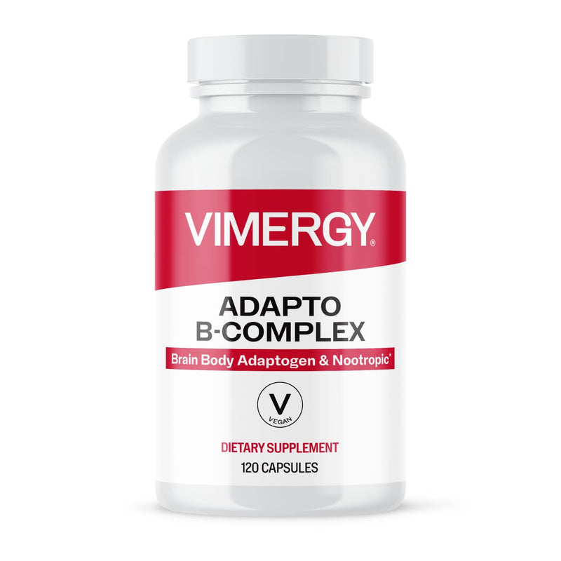 Vimergy Adapto B Complex, 120 Servings – High Potency with 8 B Vitamins, Rhodiola & Hawthorn Berry – Supports Mental Energy, Cognition, Mood - Non-GMO, Kosher, Vegan, No Gluten, No Soy | Supports Mental and Physical Energy*, Brain Body Adaptogen & Noot...