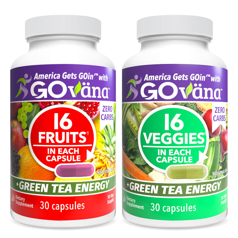 GOVANA Fruits & Veggies Supplement, 16 Fruits & Veggies, Green Tea, B12