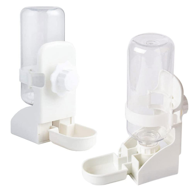 2Pcs 17oz Rabbit Water Feeder, Pet Cage Suspended Water Dispenser, Hanging Automatic Small Animal Water Bottle Bowl for Bunny Chinchilla Hedgehog Ferret Hamster White+White - BeesActive Australia