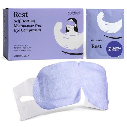 CorneaCare Rest Self Heating Warm Compress for Dry, Tired Eyes | 30 Count Rest (Warm) 30 individual eye masks