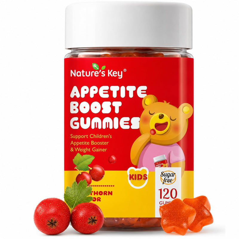 Nature's Key Appetite Booster Gummies Kids- 120 Count Appetite Stimulant for Children/Adults to Eat More, All Natural Weight Gain Supplements, Picky Eater Vitamin, Superfood | Organic | NO Sugar 120 Count (Pack of 1)