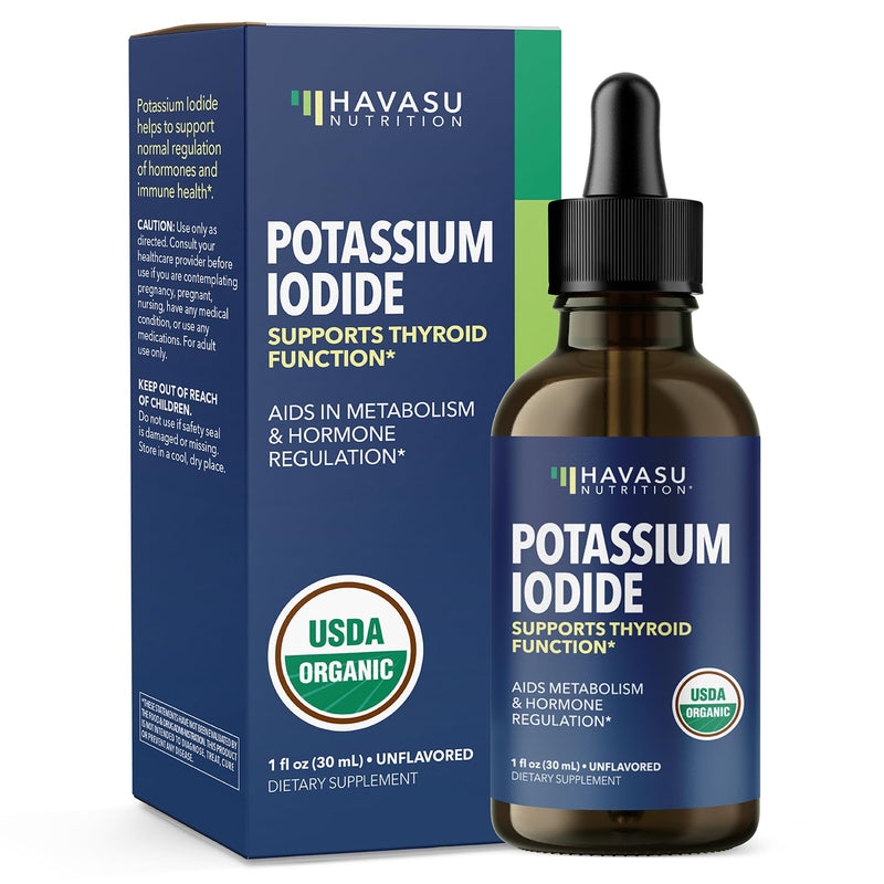 Iodine Liquid Drops - USDA Organic Potassium Iodide Supplement for Thyroid Health, Hormone Balance, and Metabolism Support - 1-Year Supply - Vegan, Non-GMO Gluten-Free - Unflavored, 1 Fl Oz - BeesActive Australia