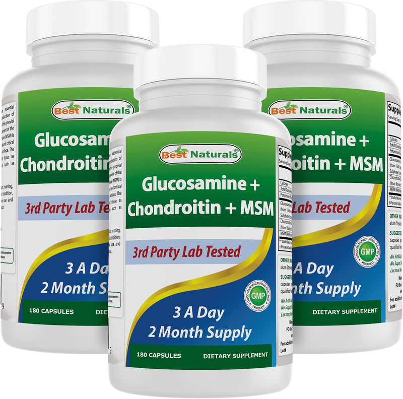Best Naturals, Glucosamine Chondroitin and MSM Joint Supplements, 2600 mg per Serving, (180 Count (Pack of 3)) 540 Count (Pack of 1)
