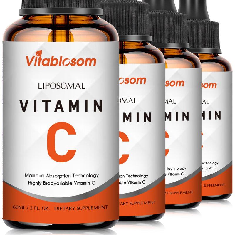 Vitablosom Liposomal Vitamin C 2000mg Liquid for Adults, High Absorption VIT C, Maximize Vitamin C, Immune System & Antioxidant Support, 60ML (4 Bottle) 2.02 Fl Oz (Pack of 4)