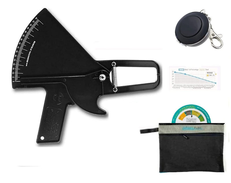 Slim Guide Skinfold Caliper Kit with Body Tape Measure, BMI Wheel, AnthroMetrix Software, Transport Bag and Multilingual Instruction Manual (Black) - BeesActive Australia