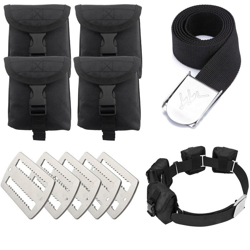 Scuba weight belt with 4 pockets, quick release buckle diving pocket weight belt with 5pcs weight keepers,weight pouch belt fit for waist 32" to 52" - BeesActive Australia