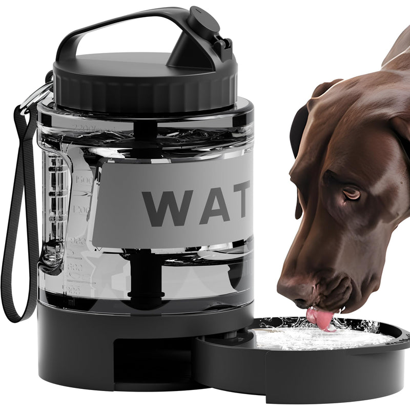 Dog Water Dispenser,77oz Dog Travel Water Bottle, Portable Large Dog Water Bowl Dispenser with Pull-Out Water Bowl for Walking Hiking Camping,Pet Water for Outdoor,BPA Free -BLACK Large Capacity - BeesActive Australia