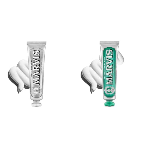 Marvis Whitening Mint and Classic Strong Mint Toothpaste Set, 3.8 oz Whitening Mint, 3.8 Oz & Classic Strong Mint, 3.8 Oz Toothpaste
