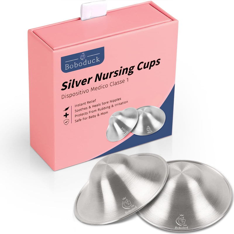 Boboduck Nipple Shields for Nursing Newborn - Trilaminate 999 Silver Nursing Cups Soothe Your Nursing Nipple, Newborn Essentials Nipple Pads, Nipple Covers Protector for Breastfeeding (Standard Size) Standard - BeesActive Australia