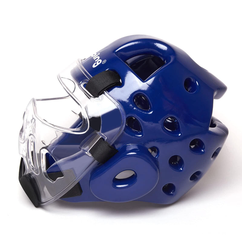Kids Adults Karate Headgear with Face Shield, MMA Martial Arts Headgear Boxing Soft Helmet Taekwondo Sparring Head Gear blue X-Large