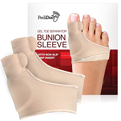 Bunion Corrector, 2 Pack Bunion Relief Sleeves with Gel Toe Separator, Hallux Valgus Toe Spacer Pads, Non-Slip Big Toe Alignment Cushion for Men and Women Large