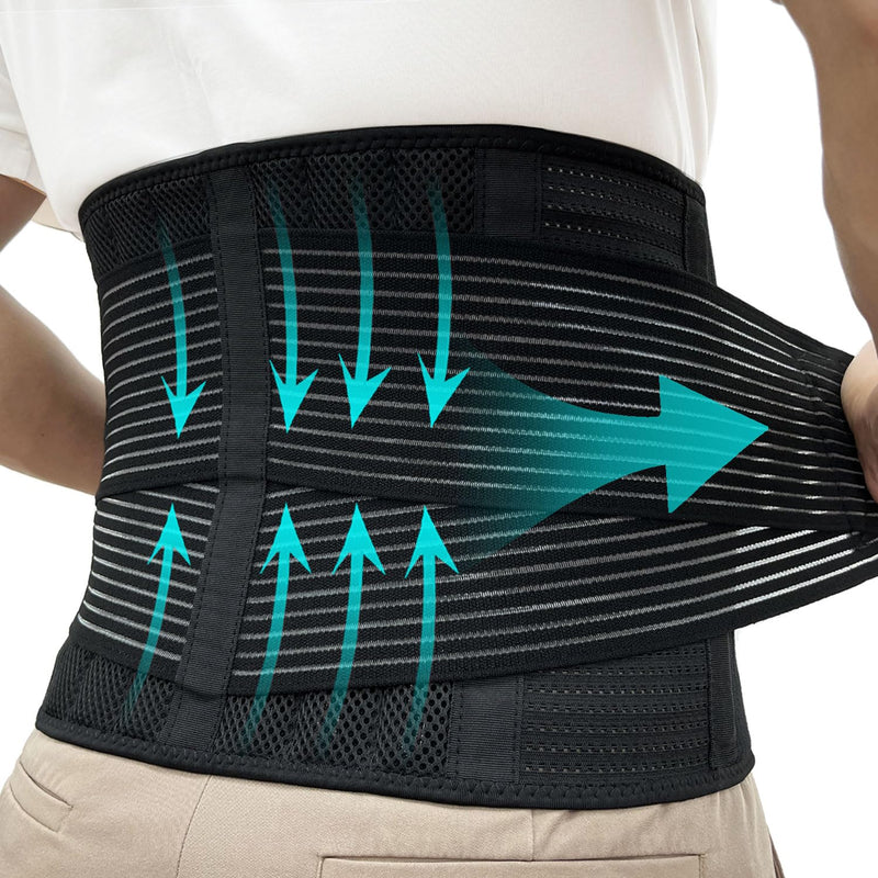 Back Brace for Men and Women Lower Back, Lumbar Support Belt Relieve Lower Back Pain with 8 Reinforce Bones,Scoliosis, Sciatica,Herniated Disc,Back Brace for Lifting at Work&Workout Sports 03 Black L Large