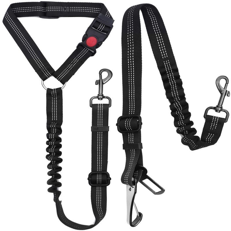 2 Packs Dog Seat Belt, 3rd Generation Dog Seatbelt Harness with Adjustable Metal Buckle, Elastic Bungee Reflective Vehicle Car Headrest Restraint Tether for Small Medium Large Dogs Pet - BeesActive Australia