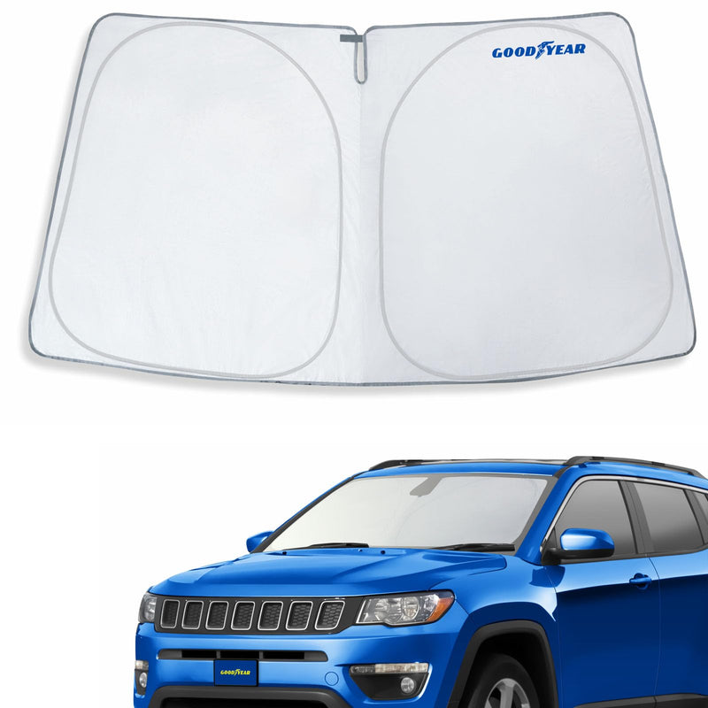 Goodyear Foldable Windshield Sunshade for Jeep Compass 2017-2026, SUV car Accessories, Sunshade Cover, Sun Shade Car Windshield, Window Sun Blocker - GY008274 For Jeep Compass 17-26