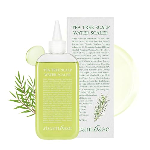 STEAMBASE Tea Tree Scalp Treatment | Purifies and Exfoliates Oily Scalp | Natural BHA & Tea Tree | Removes Odor & Buildup | Hypoallergenic Exfoliator, 8.42 fl oz Tea Tree Scalp Water Scaler Full Size, 8.45 fl oz