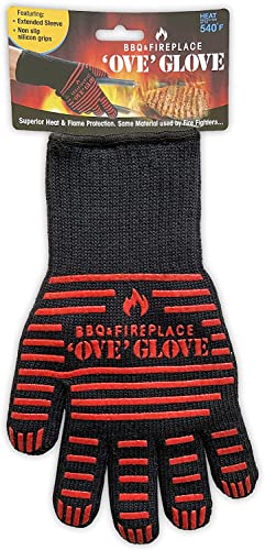 Ove Glove BBQ Superior Heat & Flame Protection- Extended Wrist for Additional Safety- Outdoor Cooking, Grilling, Barbeque Pack of 1
