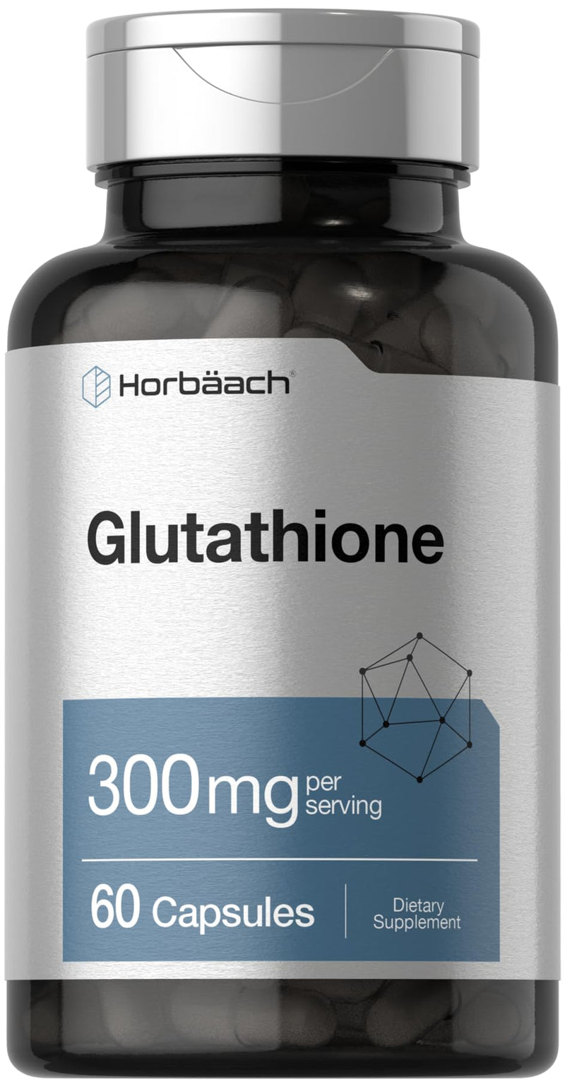 Horbäach Glutathione 300mg | 60 Capsules | Reduces Form | Non-GMO & Gluten Free Supplement