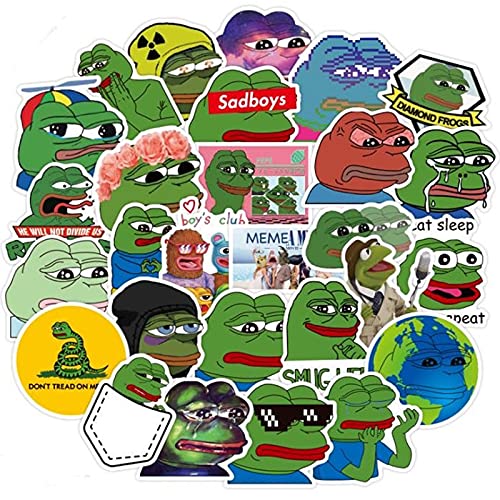 10/30/50PCS Spoof Pepe Sad Frog Cartoon Graffiti Stickers for Laptop Refrigerator Motorcycle Skateboard Phone Sticker Kid Toys 286 Pepe Sad Frog 50pcs - BeesActive Australia
