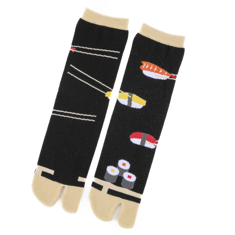 NOREN Japanese Tabi Socks Flip flop Socks (JAPANORAMA) Made in Japan/Sandal Print Socks Split Toe/Unisex Size for Men Women One Size Adult Size / Sushi Black - BeesActive Australia
