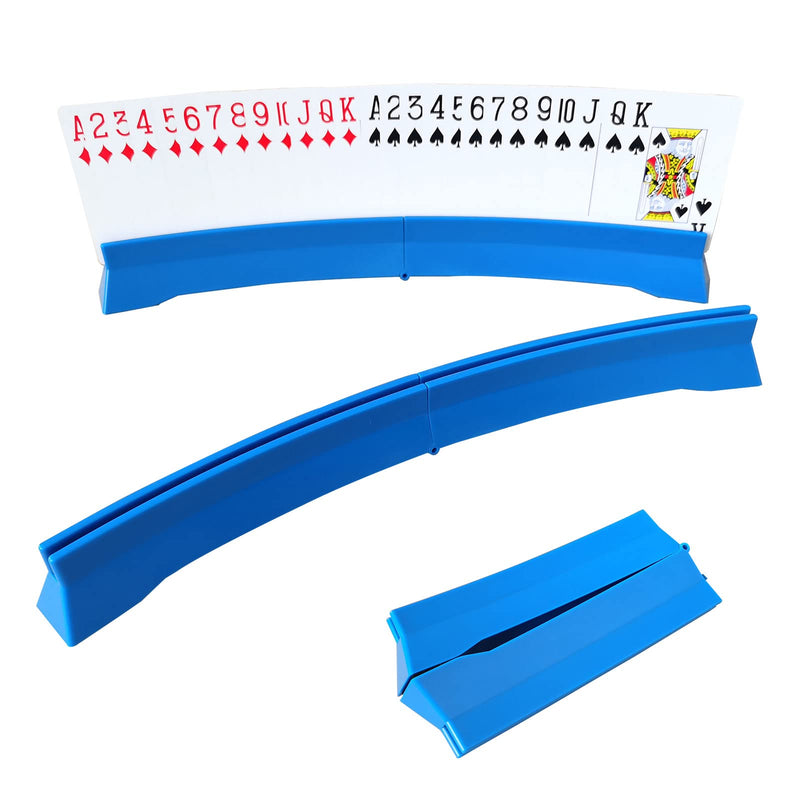 2 Pack Playing Cards Holder for Bridge Canasta Card Game - Foldable Card Holders for Playing Cards - Curved Playing Card Rack for Adults Seniors Arthritis 2 blue