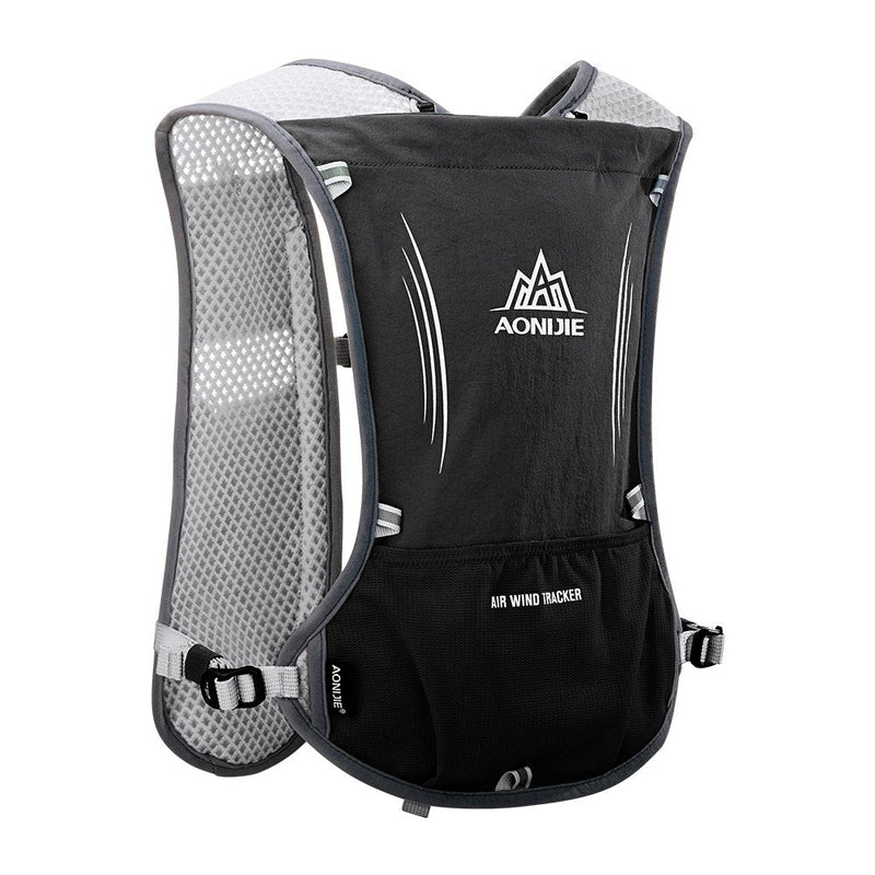 AONIJIE 5L Running Hydration Vest Pack with 9 Safety Pockets Adjustable & Lightweight Hydration Backpack for Marathon Race Hiking Cycling Black