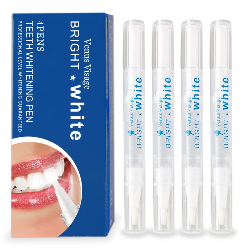 Venus Visage Teeth Whitening Pen (4 Pcs) - Effective Teeth Whitening Gel - 40+ Uses - Professional Formula - Mint Flavor - No Sensitivity 0.1 Fl Oz (Pack of 4) - BeesActive Australia