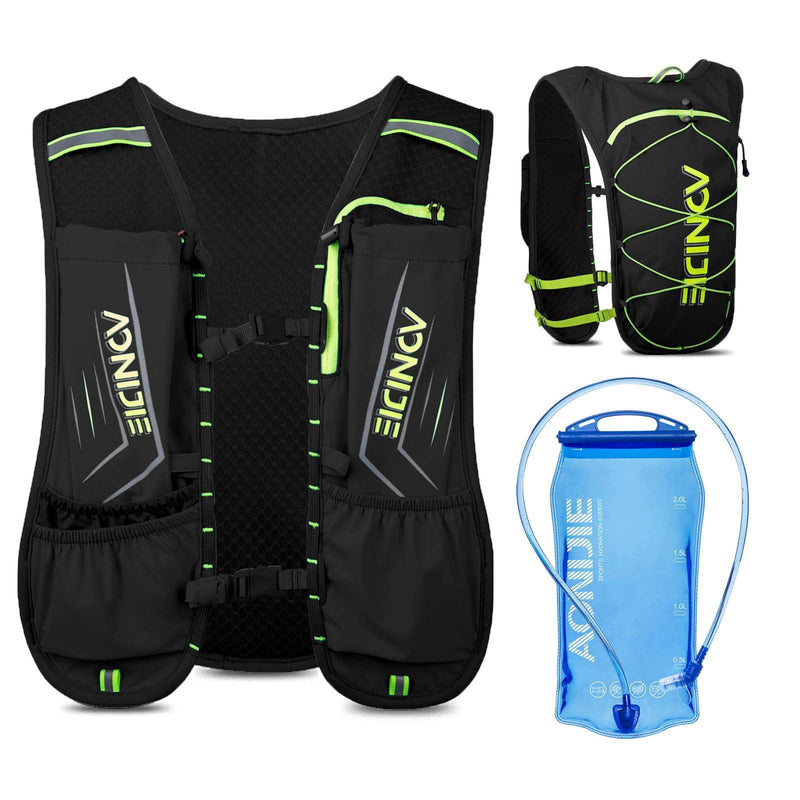 AONIJIE Waterproof and Breathable Running Hydration Vest with 1.5L Bladder, 4.23oz Lightweight Hydration Vest Backpack Fits 6.8" Phones, for Hiking Cycling Race Marathon Black