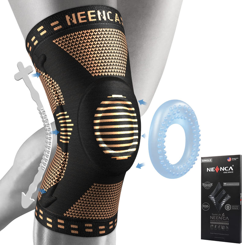 NEENCA Copper Knee Brace for Knee Pain, Knee Support with Patella Pad & Side Stabilizers, Compression Knee Sleeve for Sport, Workout, Arthritis, ACL, Joint Pain Relief, Meniscus Tear- FSA/HSA Eligible High Copper - L