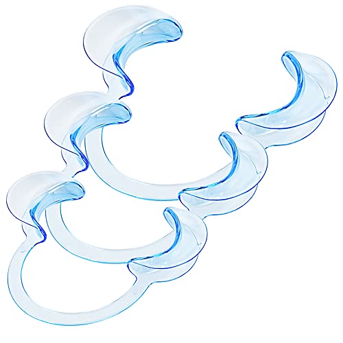 Dental Cheek Retractor C Shape Mouth Opener Size S,M,L, Pack of 3 (Blue, 3PCS-S/M/L) Blue