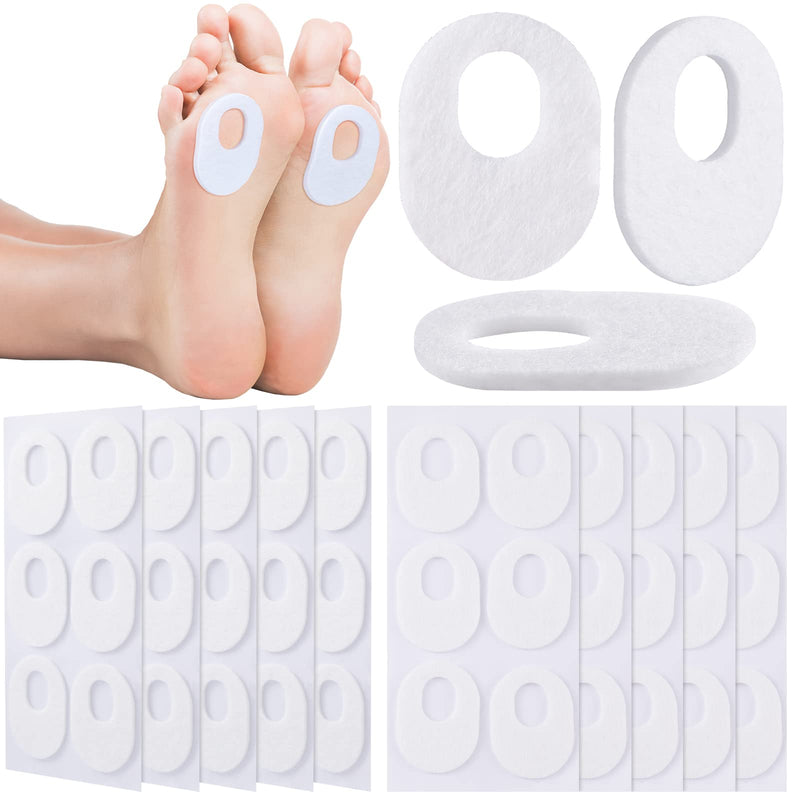 WILLBOND 60 Pcs Callus Pads Soft Felt Callus Oval Shape Corn Pads for Bottom of Foot Adhesive Foot Corn Cushion for Men and Women Feet Toes Heel Pain Relief (White) White - BeesActive Australia
