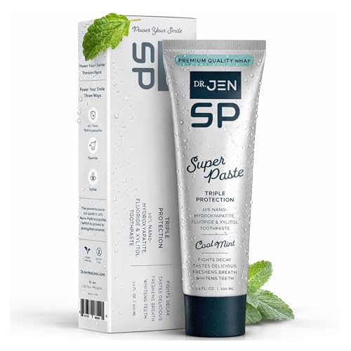 Dr. Jen Super Paste Toothpaste, 10% Nano Hydroxyapatite, Dentist Designed Mint 3.4 Ounce (Pack of 1)