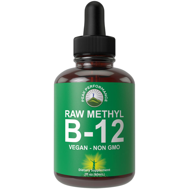 Raw Methyl B12 Liquid Drops. Sublingual Fast Acting Advanced Vegan B 12 | Liquid Vitamin Supplement. High Bioavailability Methylcobalamin B-12 Vitamins for Energy, Focus and Relief. For Men + Women 2 Fl Oz (Pack of 1)