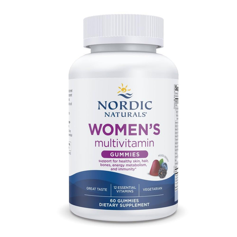 Nordic Naturals Women's Multivitamin Gummies, Mixed Berry Flavor - 60 Count | Supports healthy skin, hair, bones, energy & immunity with essential vitamins. Non-GMO vegetarian gummies. 30 servings 60 Count (Pack of 1)