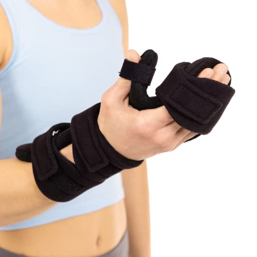 BraceAbility Soft Resting Hand Splint - Stroke Brace Right or Left Hand Immobilizer for Finger Contractures, Post-Surgery Recovery, Carpal Tunnel Syndrome, Ulnar Nerve Damage Relief (M - Right) Medium Right