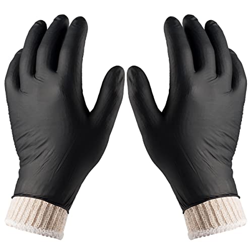 Nechtik BBQ Gloves 4 Cotton Glove Liners and 100 Disposable Gloves Washable Cotton Liners Powder Latex Free Nitrile Gloves Large