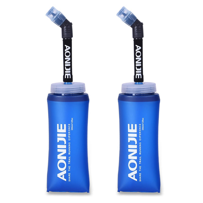 Azarxis TPU Soft Flask Collapsible Water Bottles BPA-Free 250ml 350ml 500ml 600ml for Hydration Vest Pack Running Hiking Cycling Climbing 350ml / 11.83oz with Speed Straw - 2 Pack