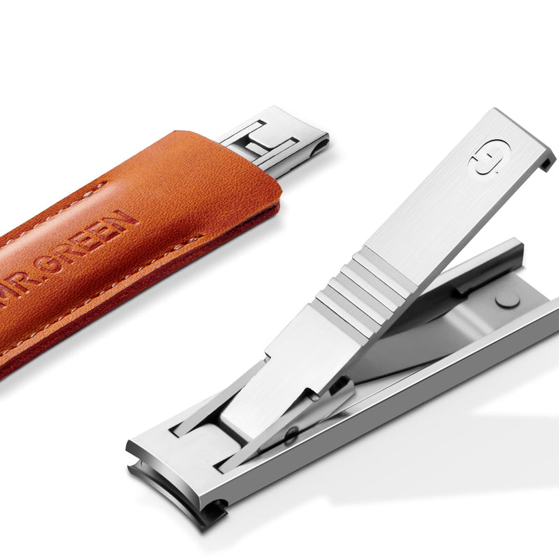 MR.GREEN Ultra Thin Nail Clippers German Precision Manufacturing Technology Nail Cutters with Cow Leather Cover Superior Texture (Dark Brown) Dark Brown