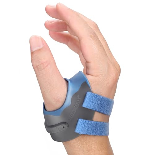 Velpeau CMC Thumb Brace for Osteoarthritis - with Shape-memory Restriction Splint, CMC Joint Stabilizer, Basal Thumb Arthritis Pain Relief and Support for Women and Men (Blue, Right Hand, Small) Blue