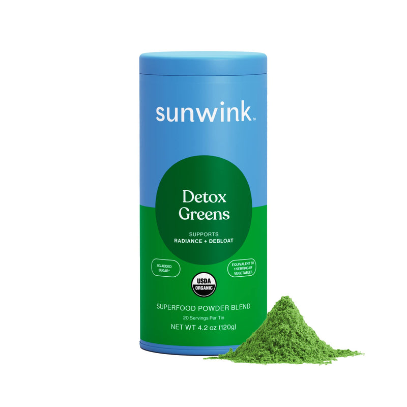 Sunwink Detox Powdered Greens - Organic Super Greens Powder Superfood for Debloat w/Celery, Dandelion, Spirulina - Daily Greens Powder for Gentle Detox - 4.2 oz (20 Servings) For Immune Support - BeesActive Australia