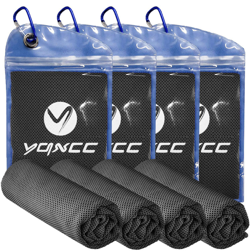 YQXCC 4 Pack Cooling Towel (47"x12") Ice Towel for Neck, Microfiber Cool Towel, Soft Breathable Chilly Towel for Yoga, Sports, Golf, Gym, Camping, Running, Fitness, Workout & More Activities 4 Dark Gray - BeesActive Australia