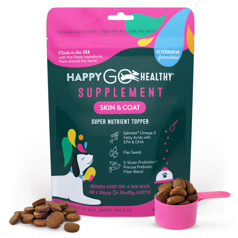 Skin & Coat Supplements for Dogs | Dog Itching Skin Relief & Promotes Shiny Skin Coat for Dogs | Rich in Omega 3 All-Natural Ingredients Tasty Kibble Dog Food Topper | 21 Count Pack Skin & Coat