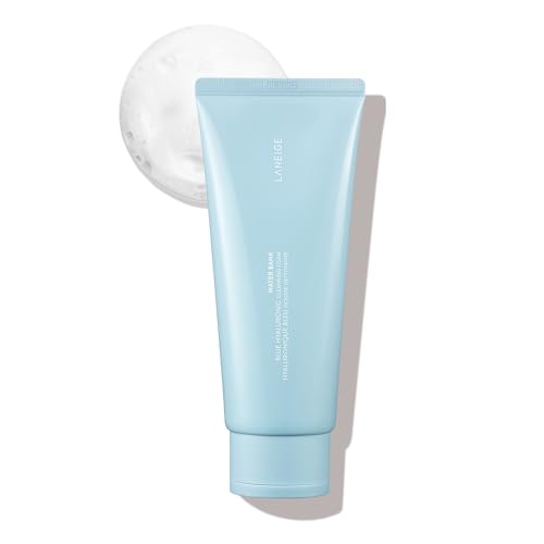 LANEIGE Water Bank Cleansing Foam: Hydrating Face Wash and Makeup Remover with Hyaluronic Acid & Papain Enzyme for Smooth, Soft Skin 3.4 Fl Oz (Pack of 1)