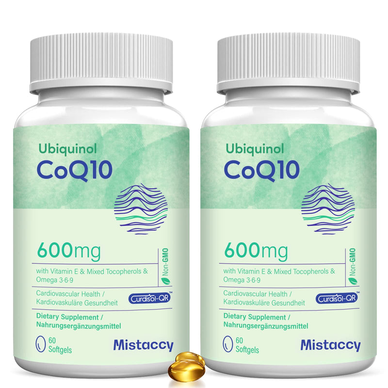 CoQ10 600mg Softgels | High Absorption CoQ10 Ubiquinol Supplement | Reduced Form Enhanced with Vitamin E & Omega 3 6 9 | Antioxidant Powerhouse Good for Health | 120 Softgels Yellow 120 Count (Pack of 1)