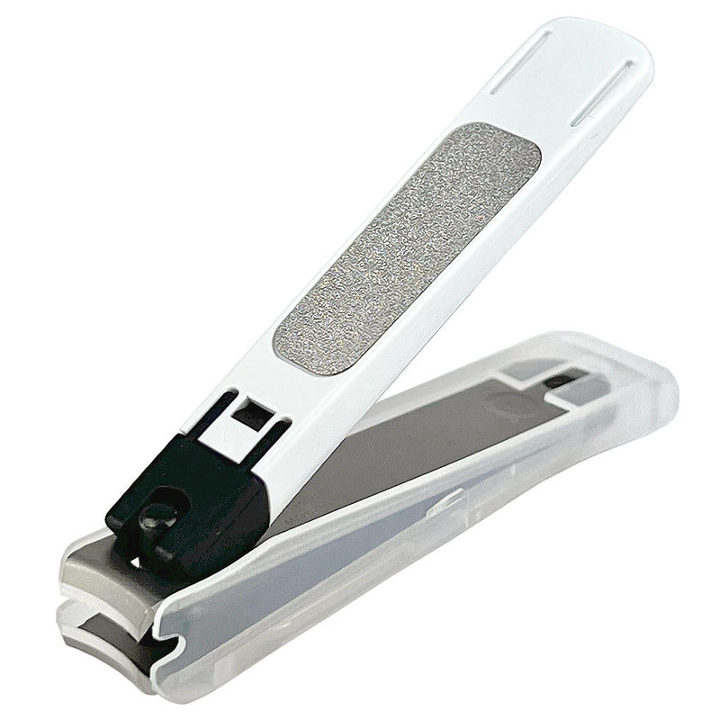 Kai Nail Clippers Type 001S White Stainless Steel Fingernail Toenail Thick Nail Clipper Cutter KE0121 with File & Catcher for Adult Seniors Men Women Made in Japan - BeesActive Australia