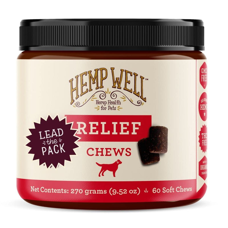 Hemp Well Hemp Relief Dog Soft Chews – Organic Hemp Soft Chews for Dogs, Dog Hip and Joint Supplement for Long Lasting Mobility Support, Calming Dog Anxiety Relief (1 Pack) 1 Pack (60 chews) - PawsPlanet Australia