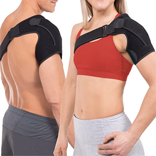 BraceAbility Shoulder Support Brace - Copper Arm Immobilizer Compression Sleeve for Torn Rotator Cuff, Labrum Tears, Bursitis, Impingement Injury Treatment, Dislocation Relief for Men and Women (S/M) S/M