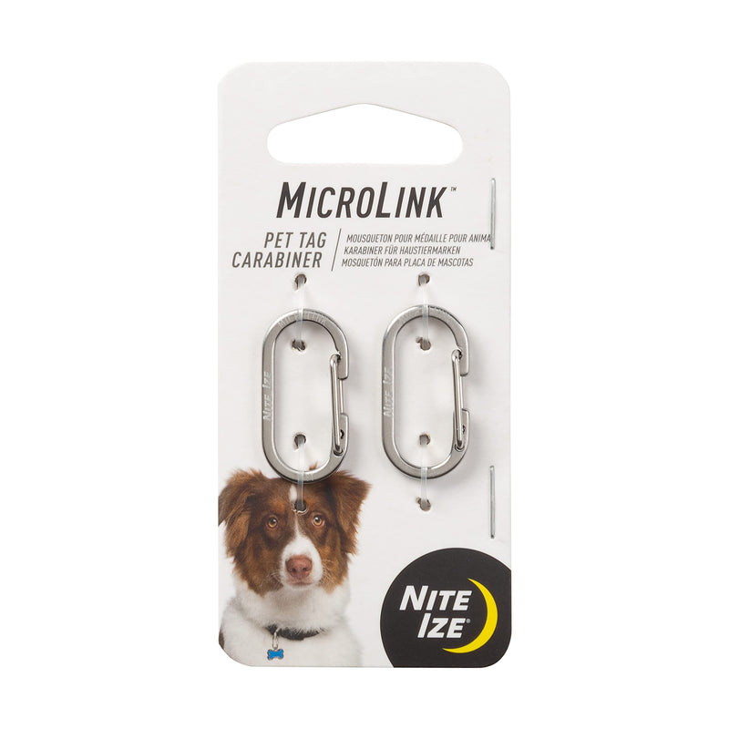 Nite Ize MicroLink Pet Tag Carabiner, Stainless Steel Cat and Dog Tag Clip, 2 Count (Pack of 1) LABEL - BeesActive Australia