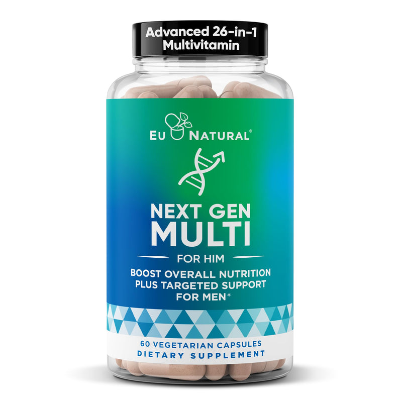 Eu Natural Multivitamin for Men, 26 Essential Ingredients, 60 Veg Capsules | Advanced daily nutrition with 26 essential ingredients to support men's health & vitality
