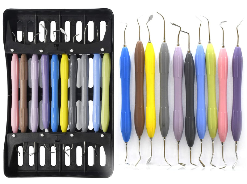 Dental Composite Filling Instruments Silicone Handle Double Ended with Cassette 10 Pcs - BeesActive Australia