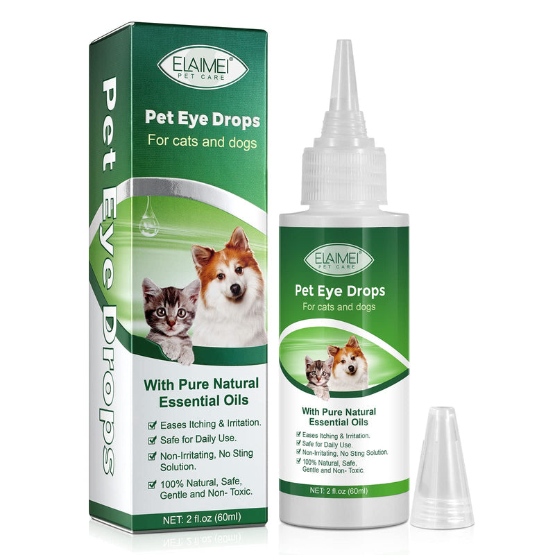 AIQIUSHA Dog Eye Drops 60ML for All Animal Eye Wash,Helps Relieve Pink Eye & Allergy Symptoms,Eases Itching & Irritation,with Pure Natural Essential Oils 100% Natural, Safe, Gentle and Non- Toxic - PawsPlanet Australia